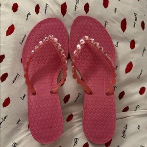 Pink Barbie Rhinestone Flip Flops WITH Mini Heels 🩷